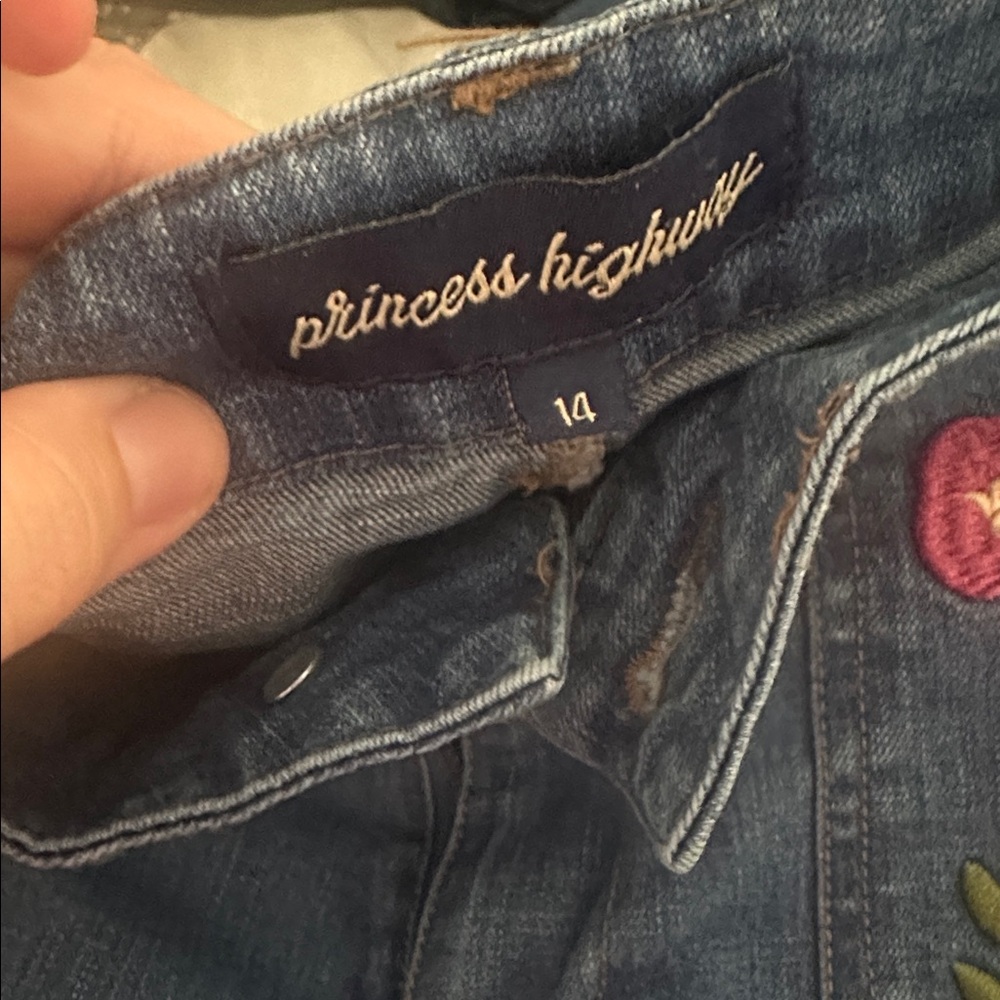 ModCloth Princess Highway Splash of Nature Embroidered Jeans AU 14 - Picture 3 of 4